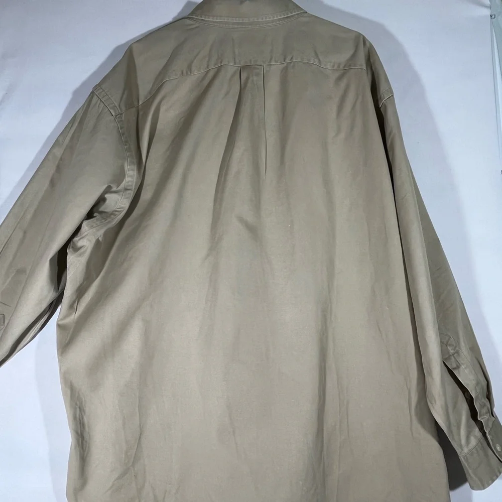 RALPH LAUREN BUTTON DOWN LONG SLEEVE SHIRT‎ 100% COTTON 2X BIG/TALL KHAKI PREOWN